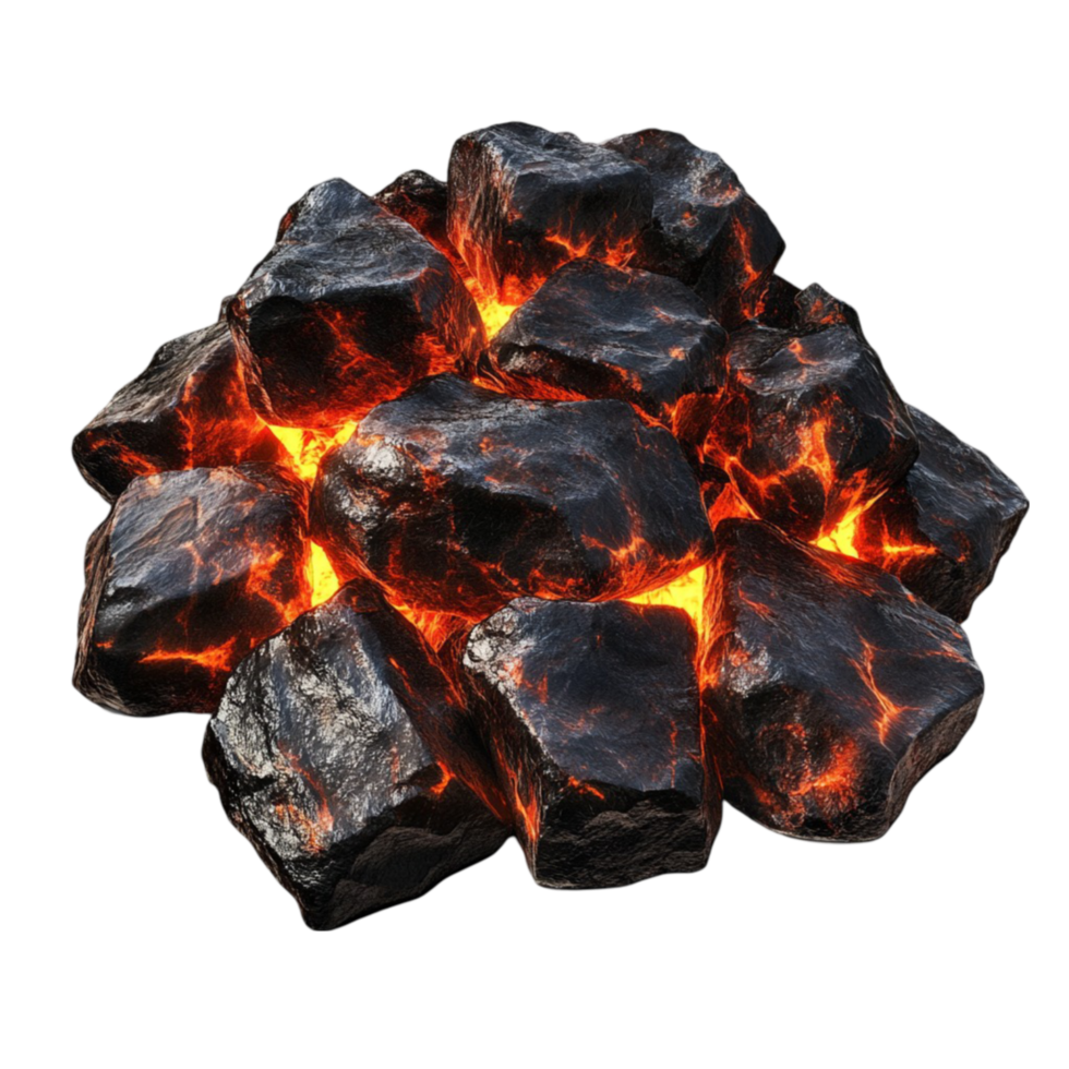 Large Piece of Lava Rock with Glowing Hot Surface png
