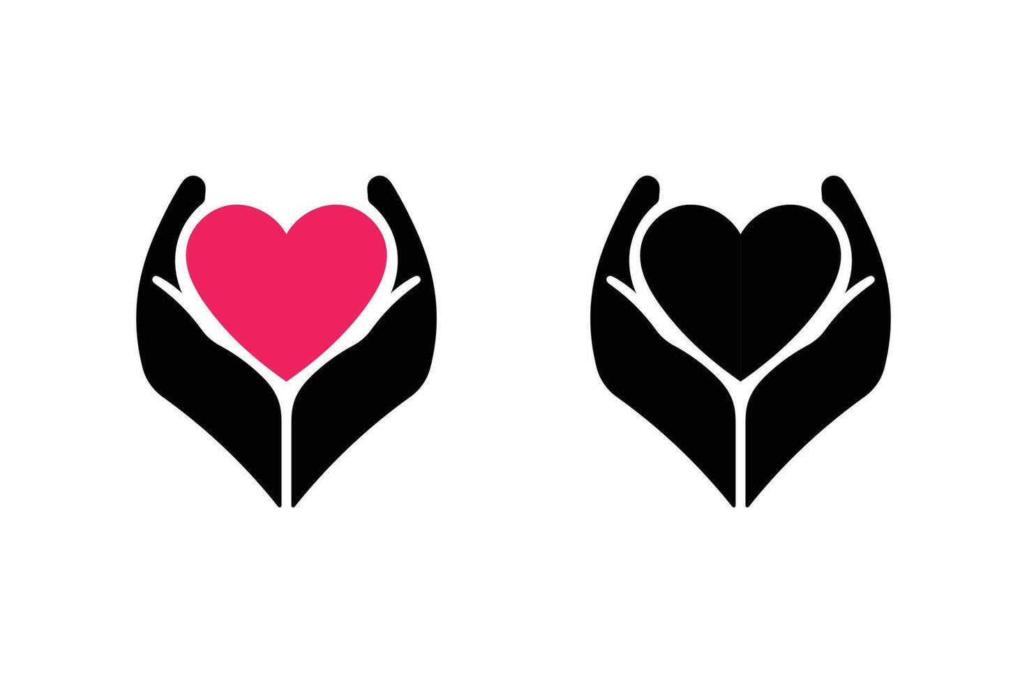 Hands Holding Heart Care Sticker Design, heart care symbol, love and care symbol, healthcare love icon, flat heart in hands icon vector