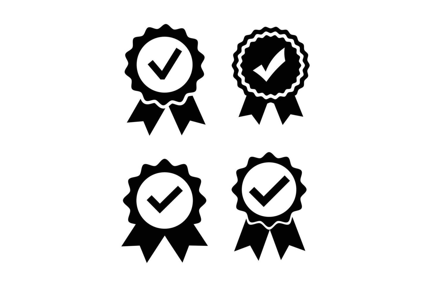 Certified Quality Badge Icon Illustration, quality check ribbon icon, approved checkmark badge, verified ribbon icon, verified product stamp vector