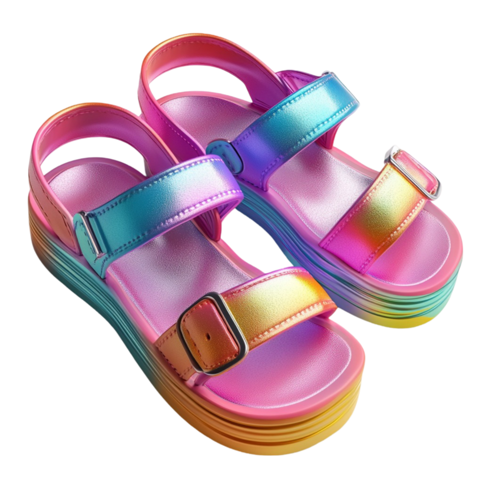 Shiny Holographic Kids' Summer Sandals png