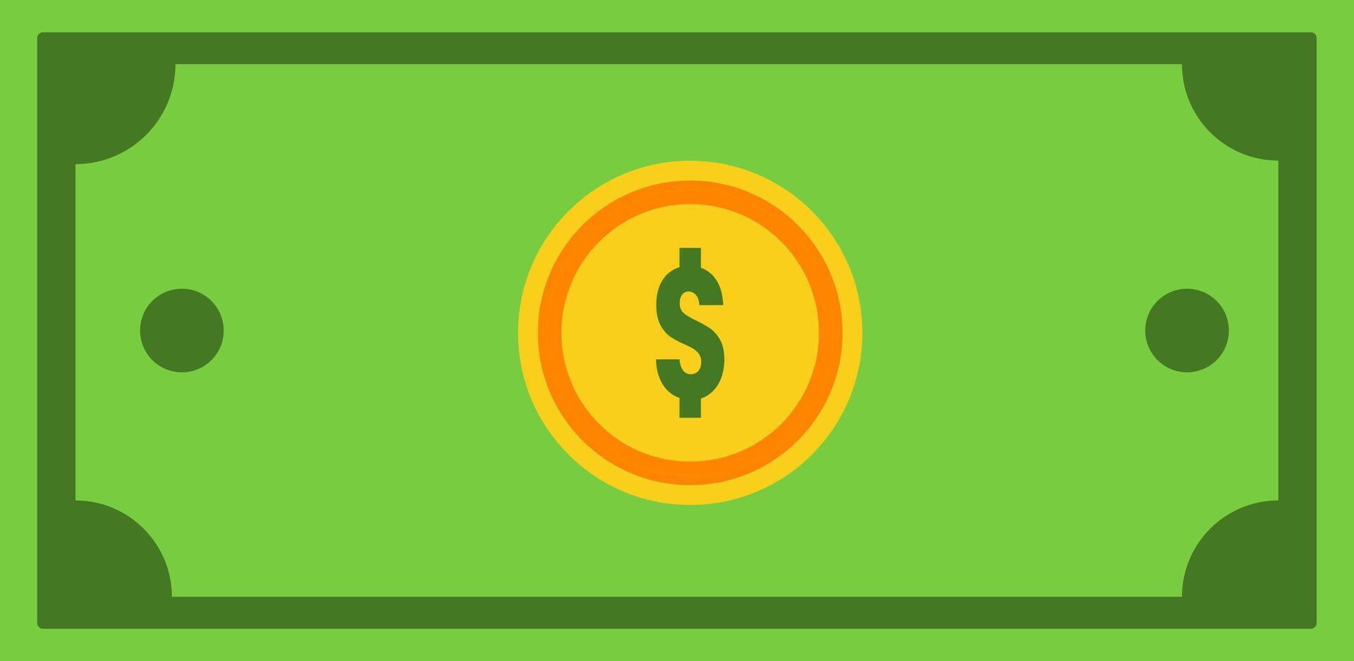 a green and yellow dollar bill with a dollar sign vector