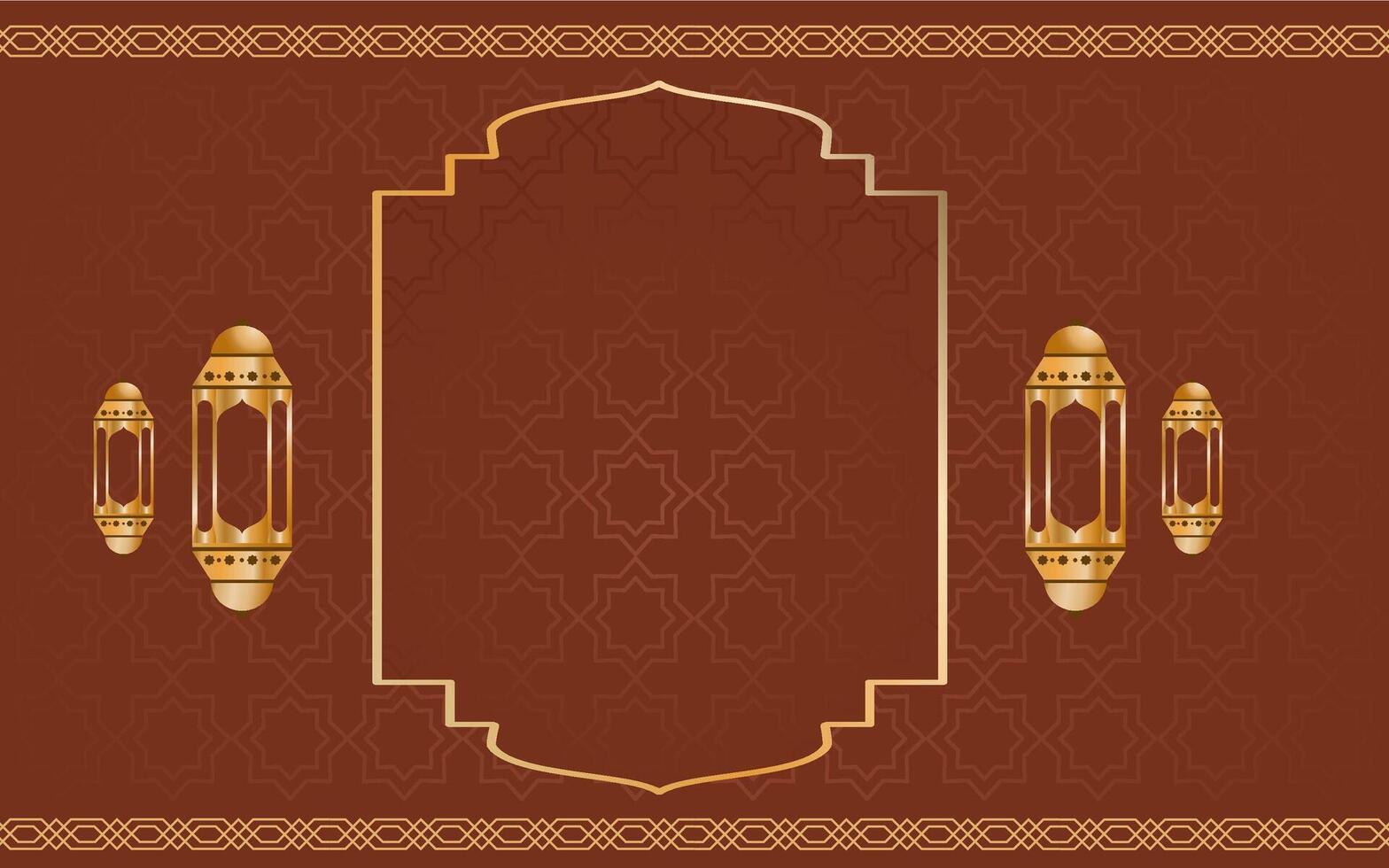 Gold frame with a golden ornament on a brown background vector