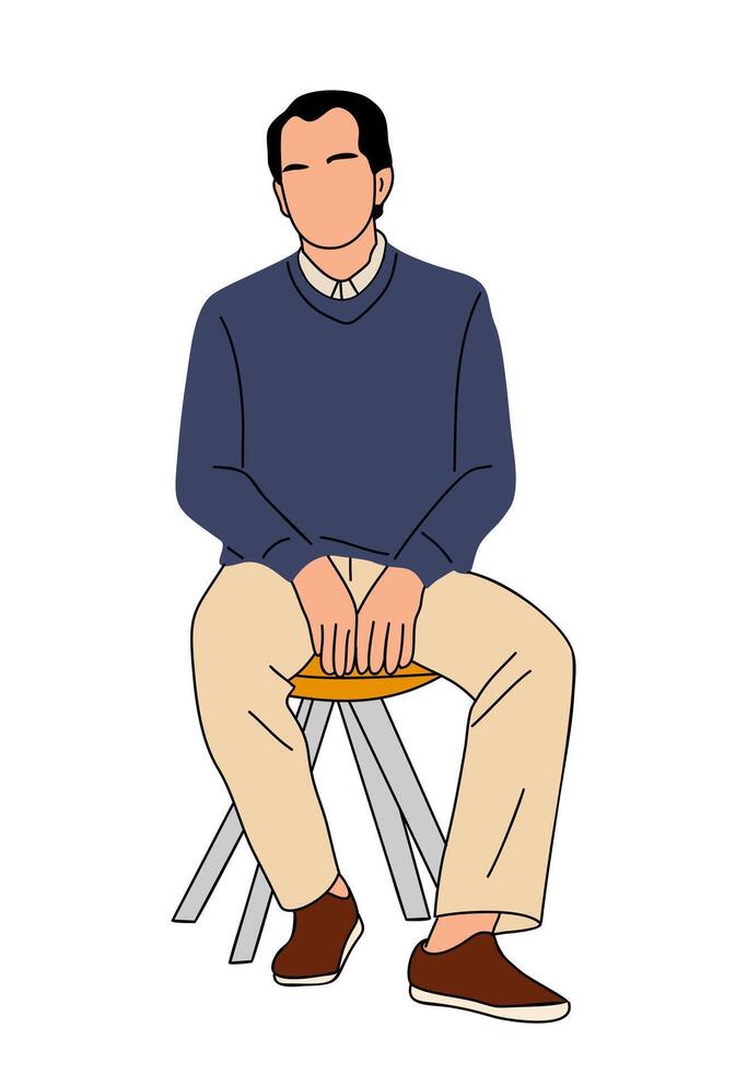 Business man in casual clothes sitting on chair vector