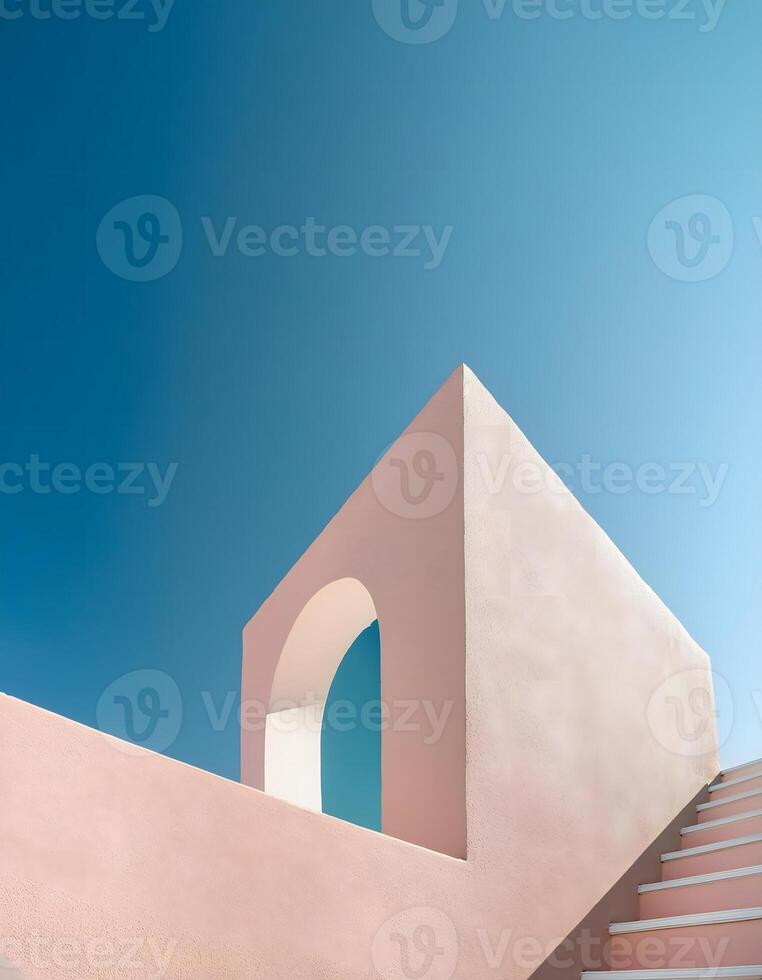 Minimalist Architectural Design with Soft Pastel Tones and Geometric Shapes photo