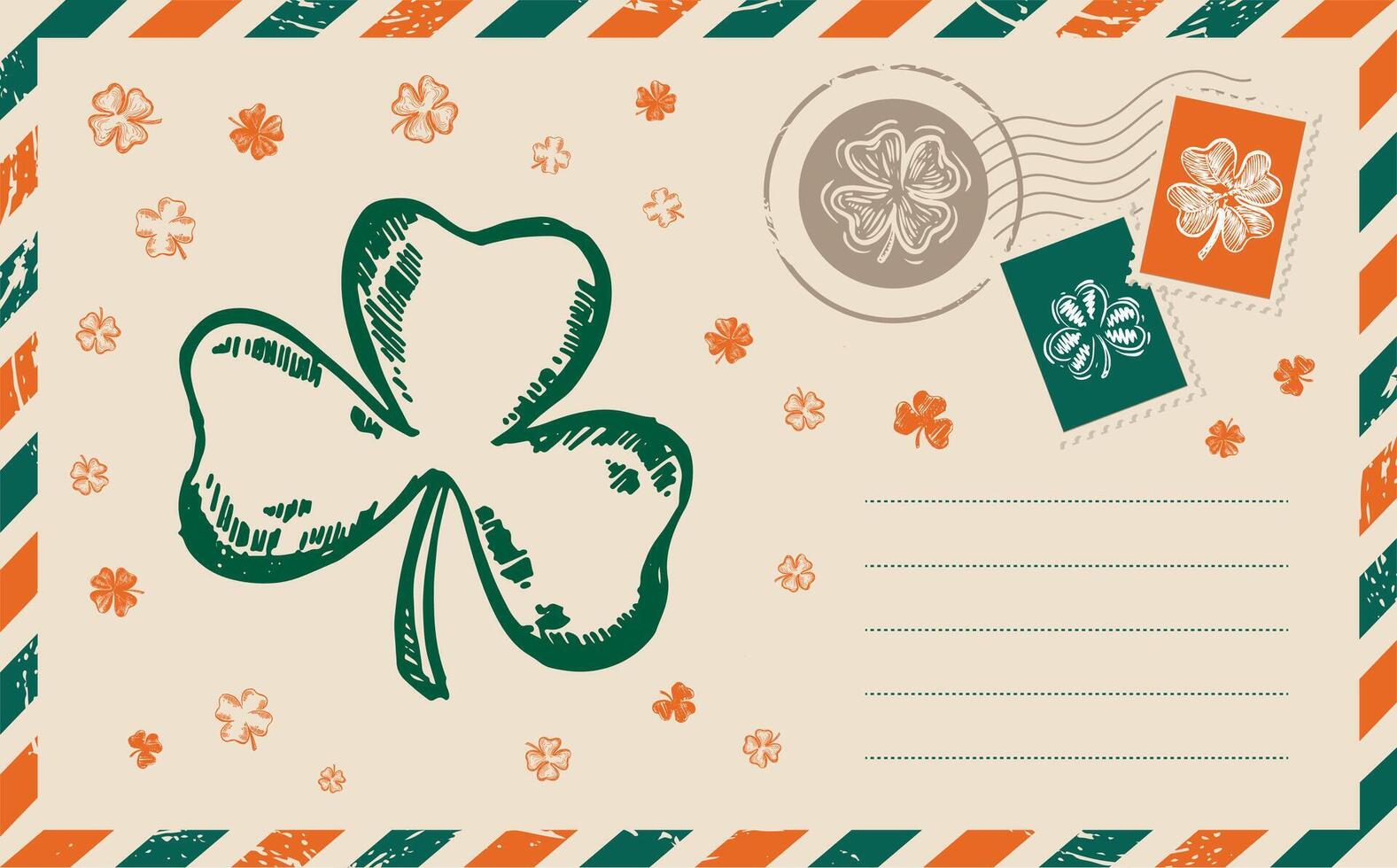 Card with clover. Patrick Day. vector