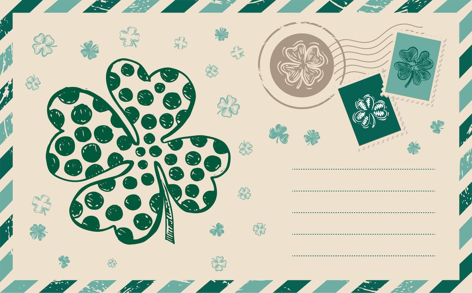 Patrick's day, Clover set. Postcard, card. vector