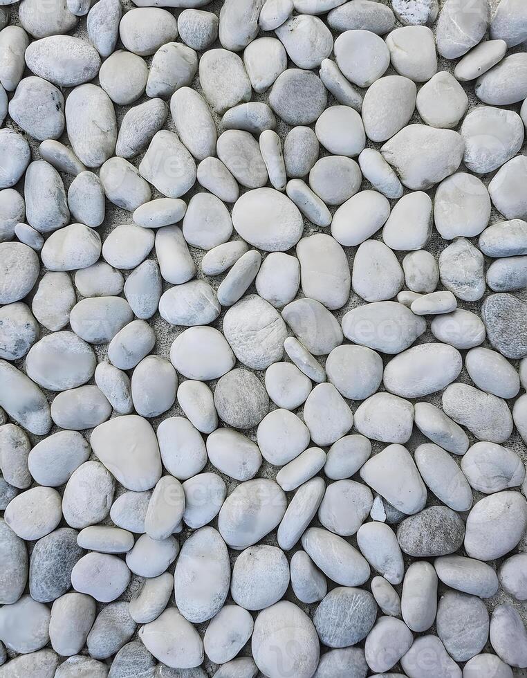 Smooth and Uniform Light Gray Pebble Surface, Overhead View photo