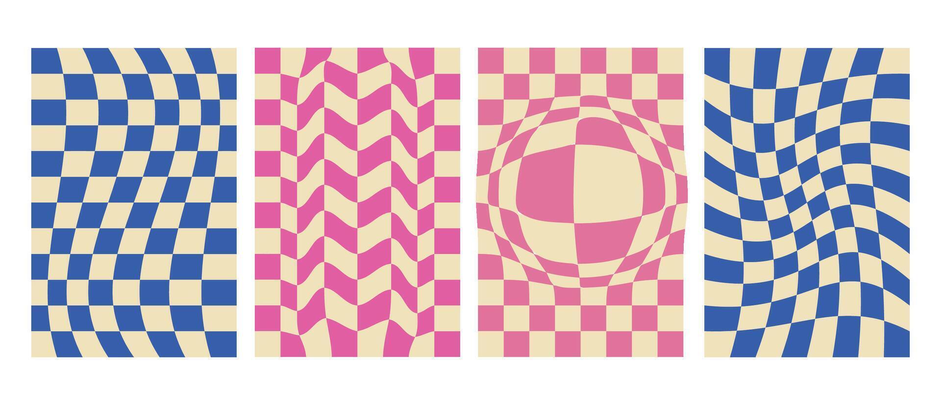A collection of psychedelic patterns with wavy lines and optical illusions. Perfect for creating retro-inspired designs for posters, album covers, and merchandise vector