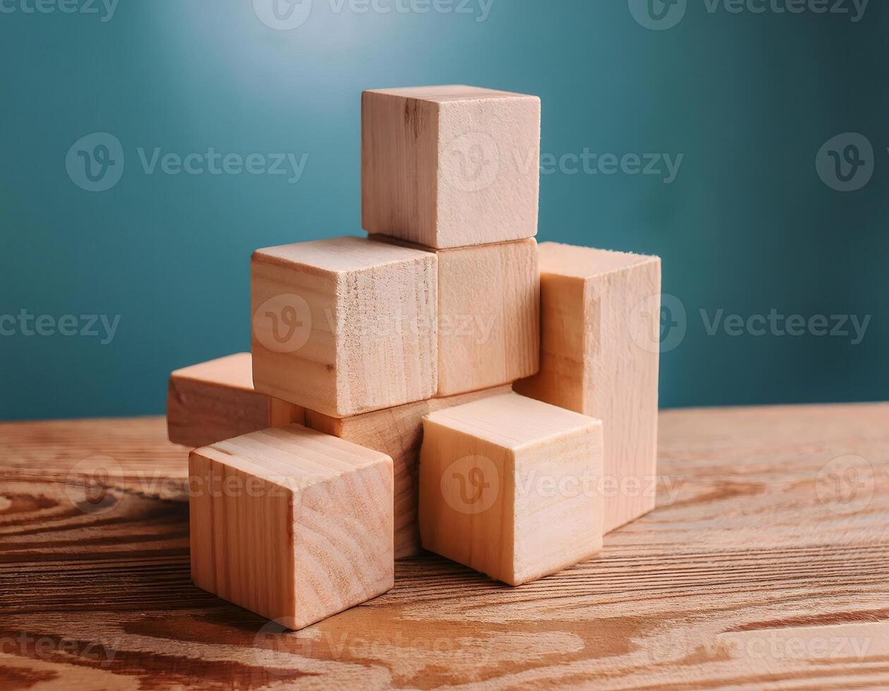 Learning Process Symbolized by Wooden Building Blocks photo