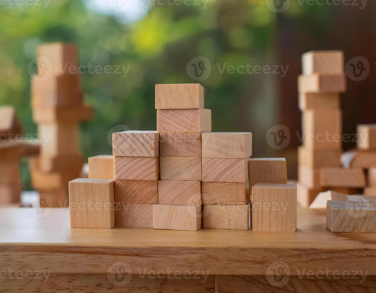 Stacking Wooden Blocks Building Knowledge Step by Step photo