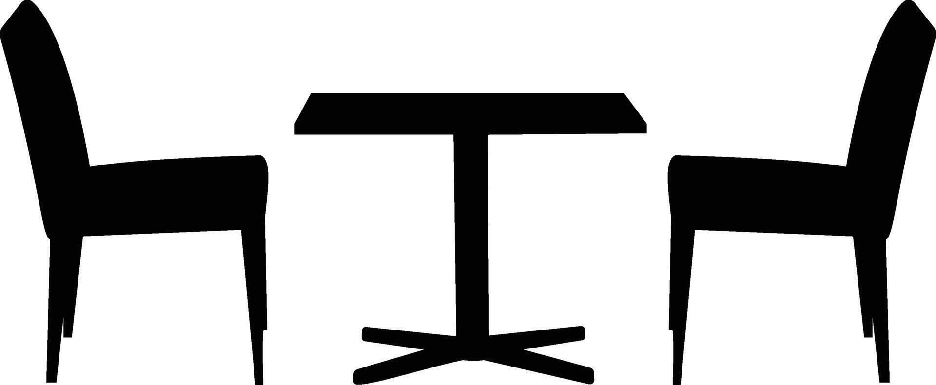 two chairs and table silhouette on white background vector