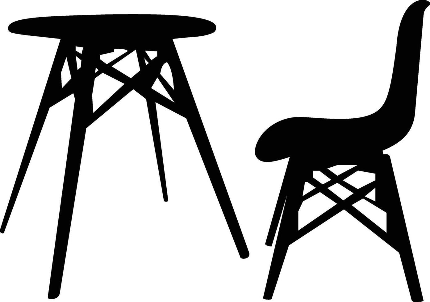 silhouette of a chair and table illustration vector