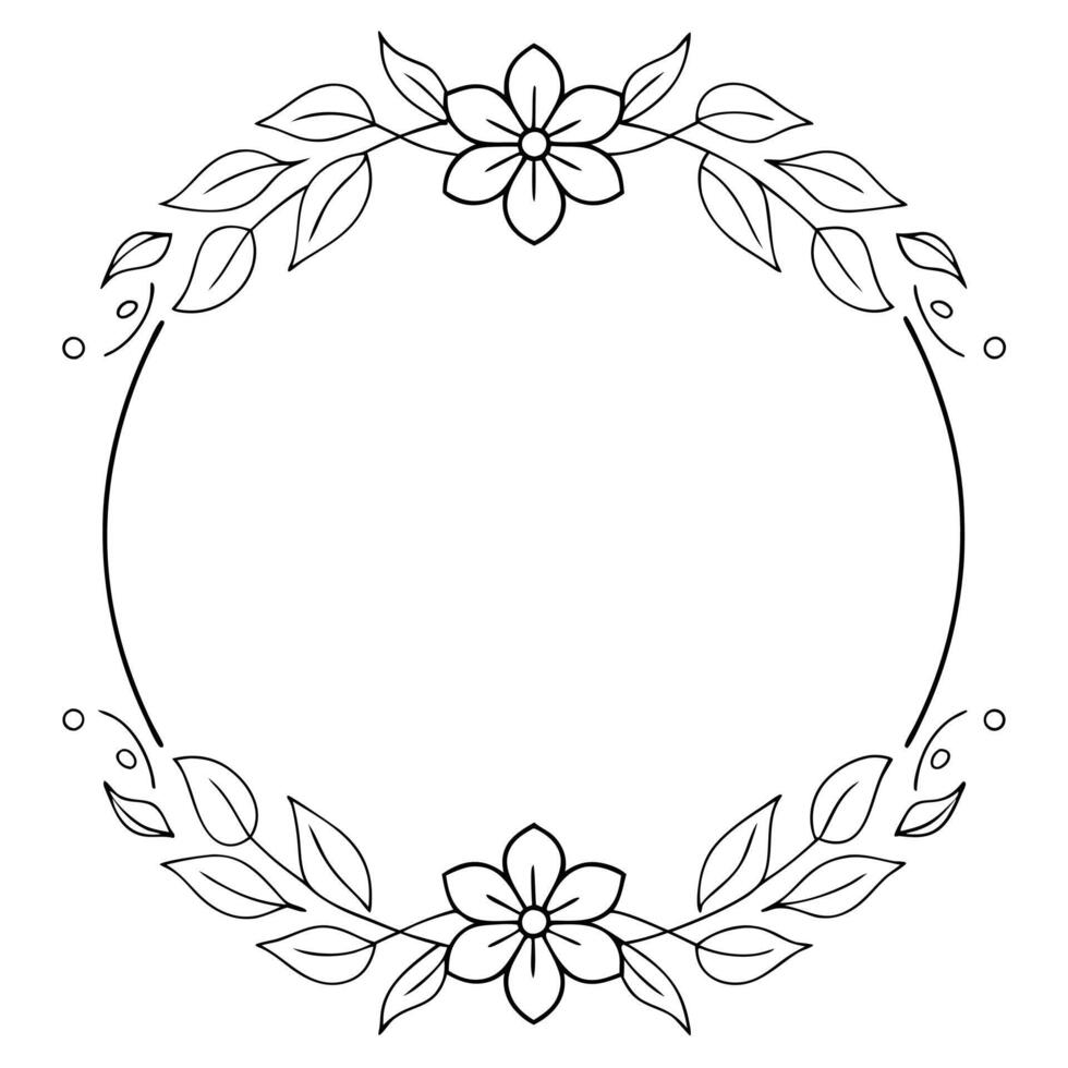 Intricate Floral Wreath with Delicate Circular Frame vector