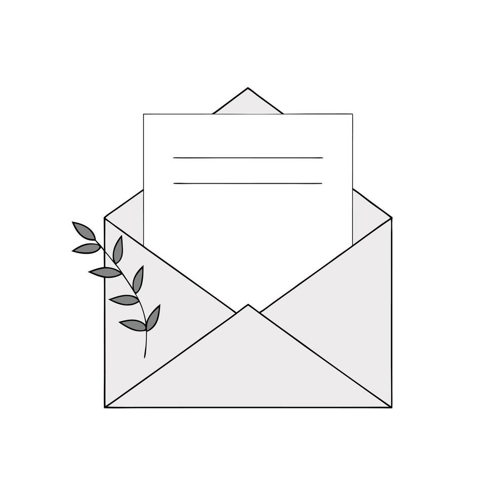 Minimalist Mail Symbol Open Envelope with Letter Inside vector