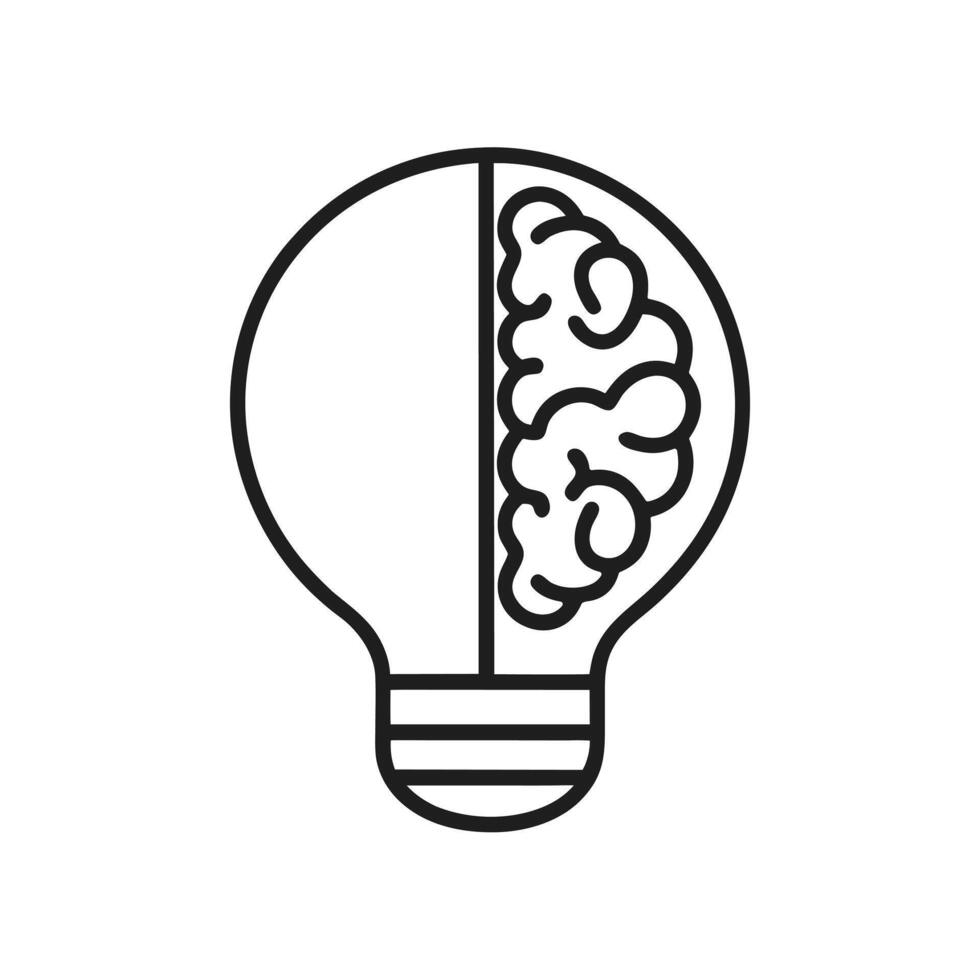 Light Bulb with Brain Outline Intelligence and Learning Theme vector