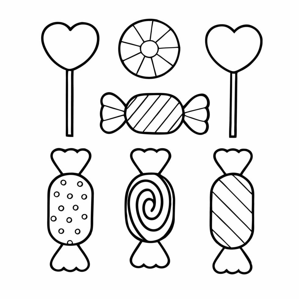 Contemporary Candy Coloring Page with Intricate Details vector