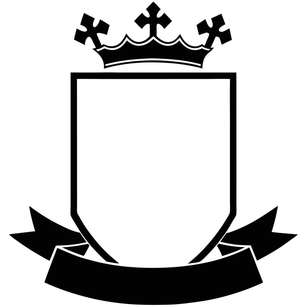 Stylish Black and White Crown Design with Heraldic Elements vector