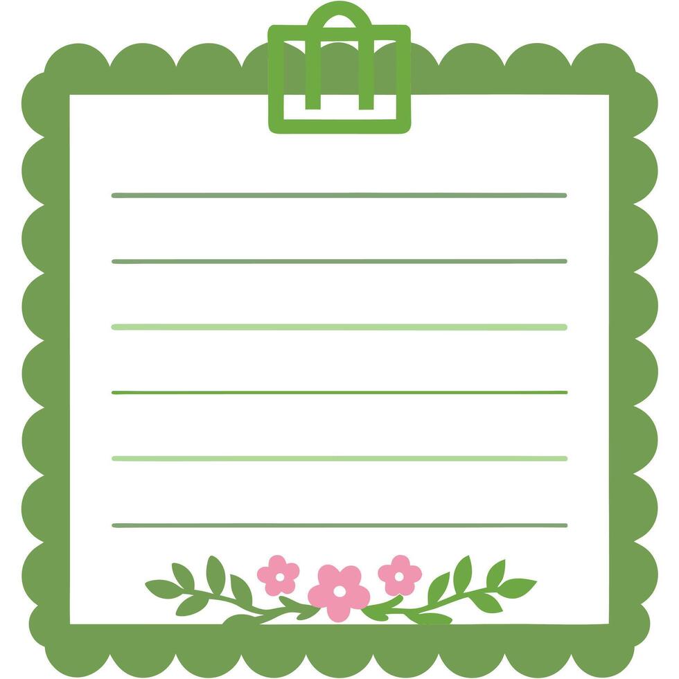 Beautiful Stationery Paper with Pastel Flowers and Borders vector