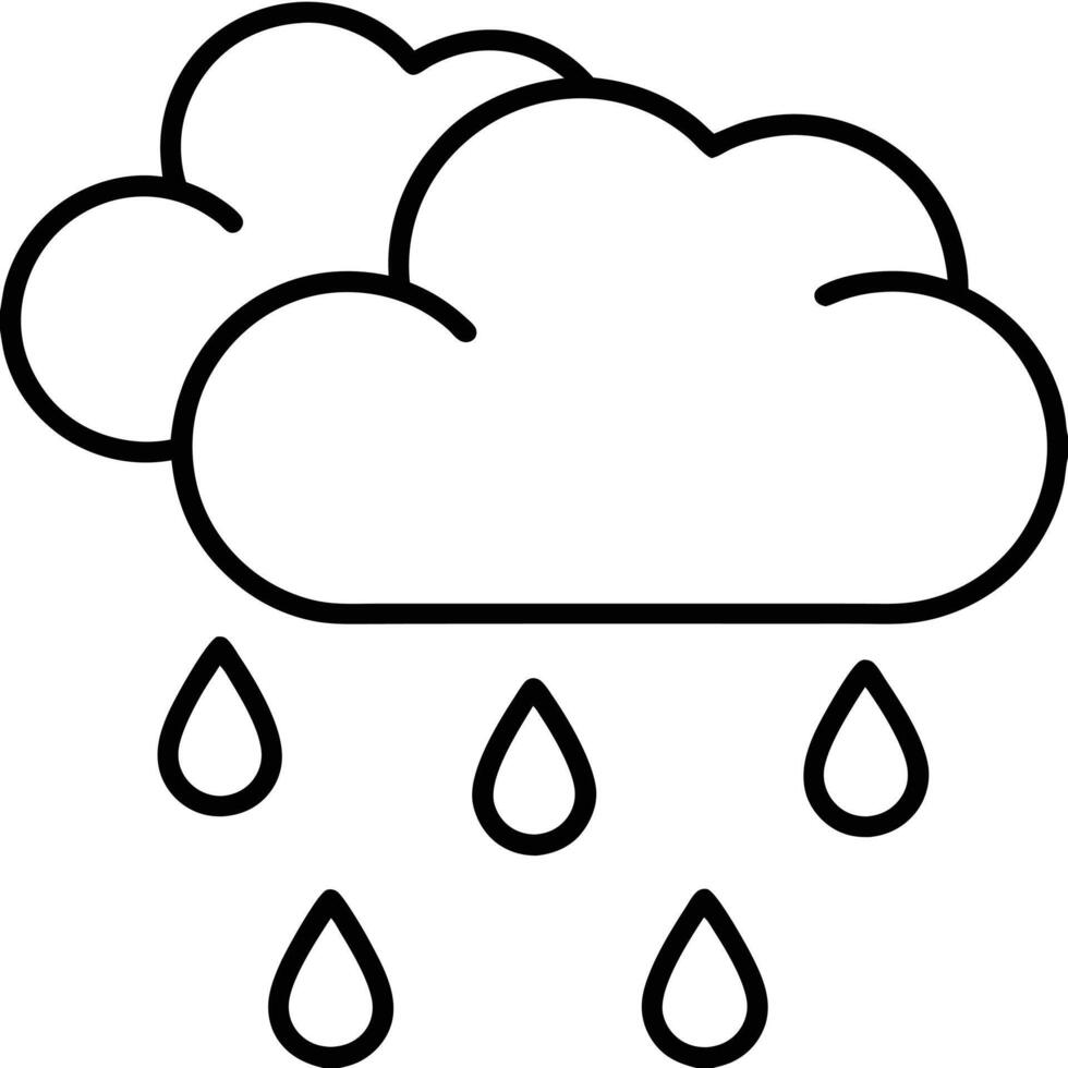 Clean Cloud and Rain Illustration Simple Monochrome Design vector