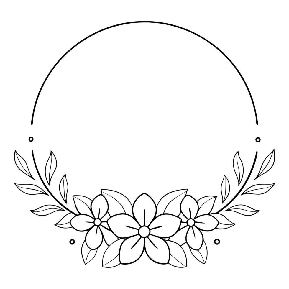 Elegant Delicate Floral Wreath in Circular Design vector