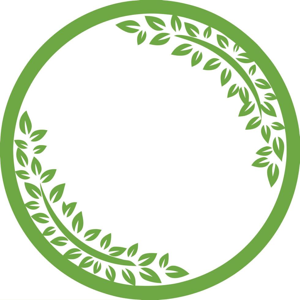 Minimalist Floral Wreath in a Circular Black and White Frame vector