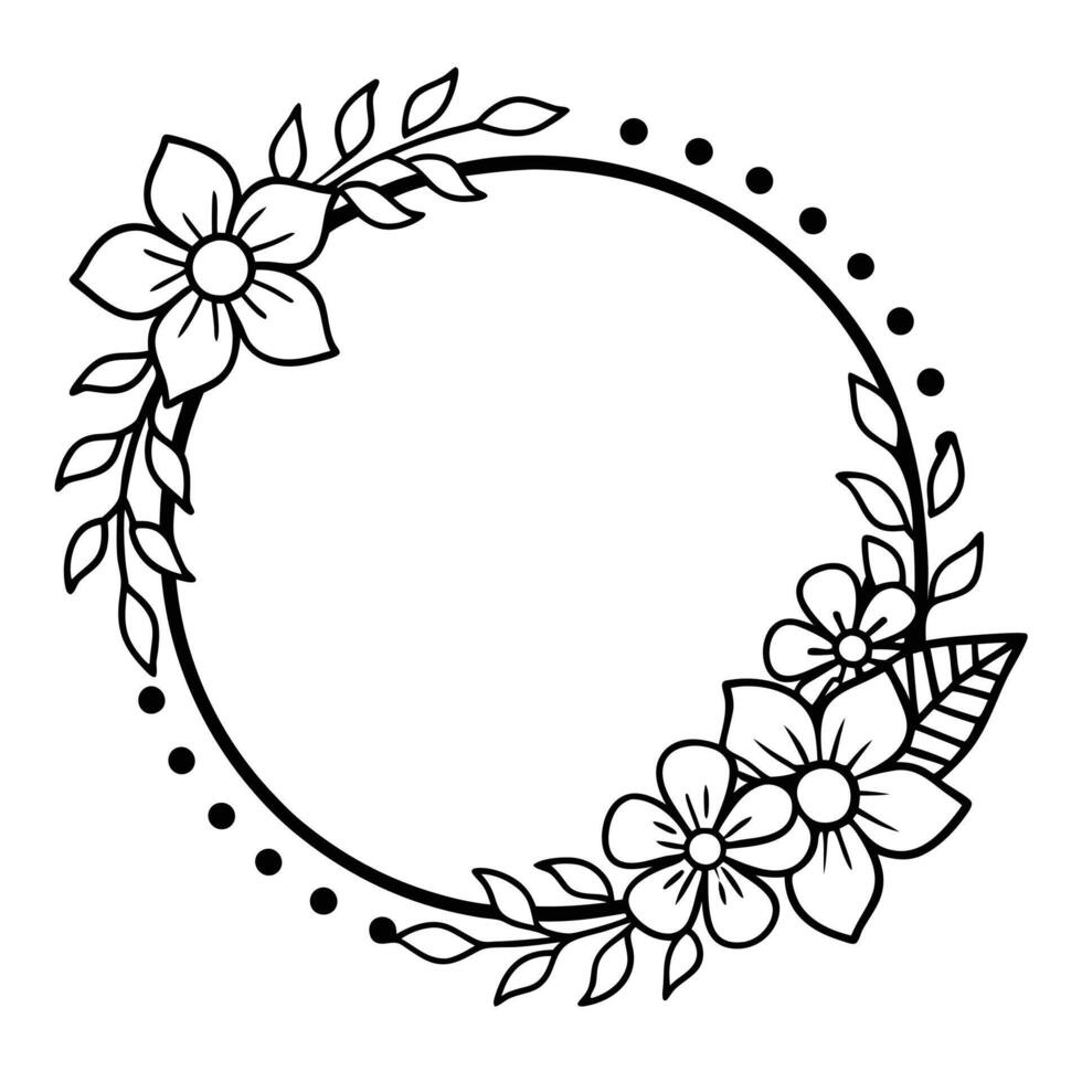 Contemporary Delicate Floral Wreath for Artistic Projects vector