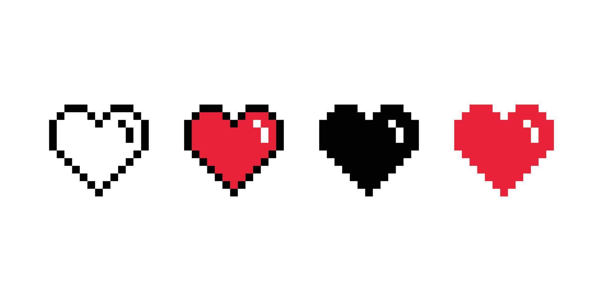 heart valentine pixels icon logo symbol cartoon character doodle illustration symbol clip art red isolated vector