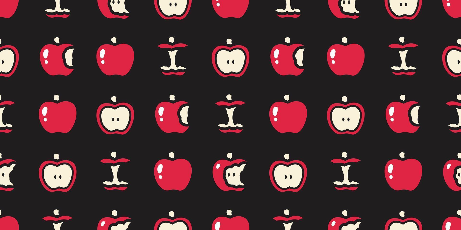 apple seamless pattern fruit cartoon scarf isolated repeat background tile wallpaper gift wrapping paper textile illustration doodle design vector