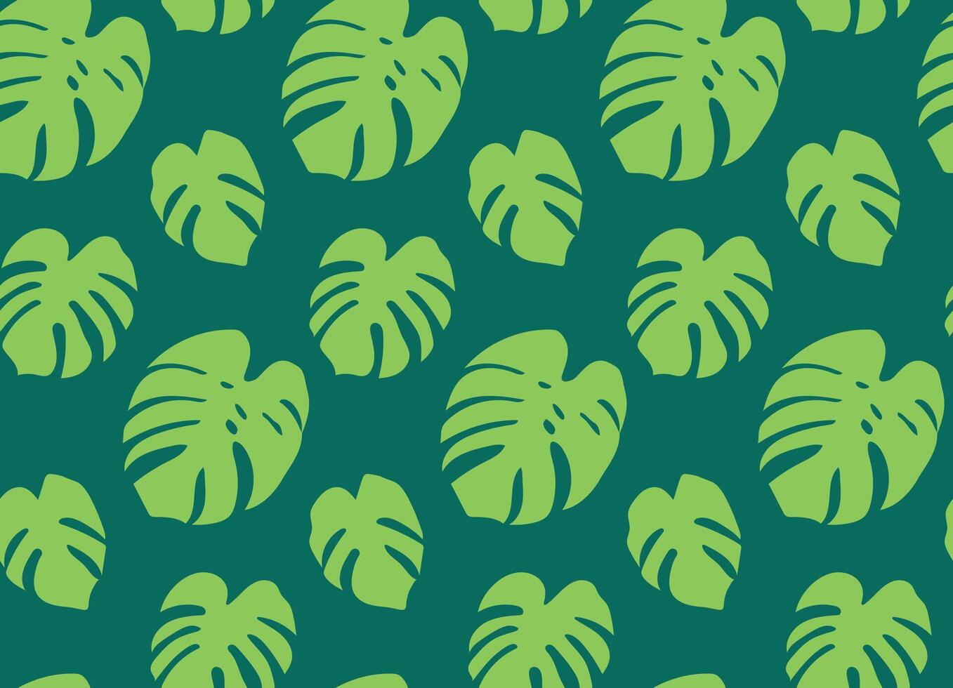 Seamless pattern with tropical leaf on green background vector