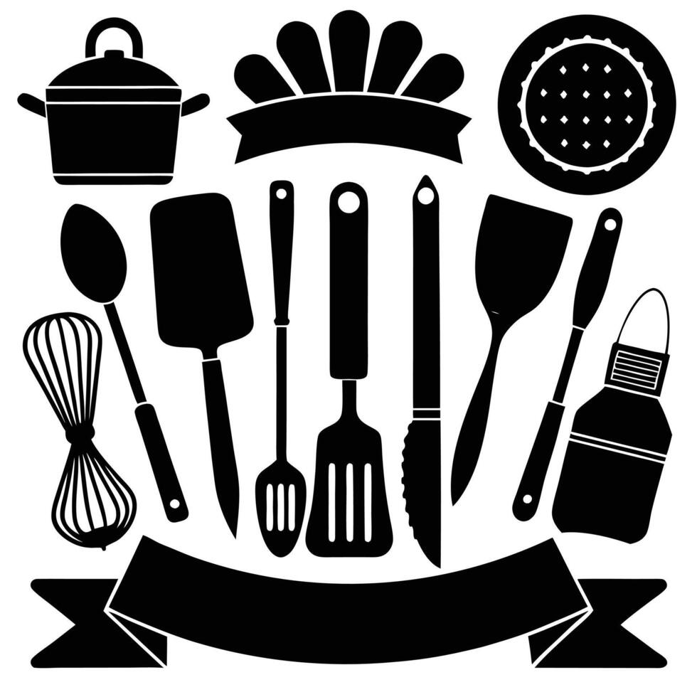 Kitchen utensils icon set illustration vector