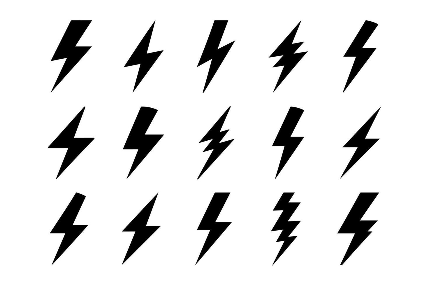 Black thunderbolt icons set. vector