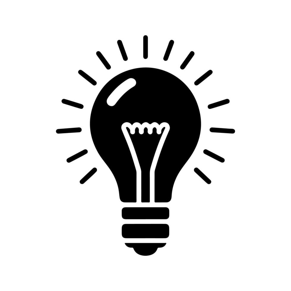 Silhouette of a light bulb with a classic shape. vector