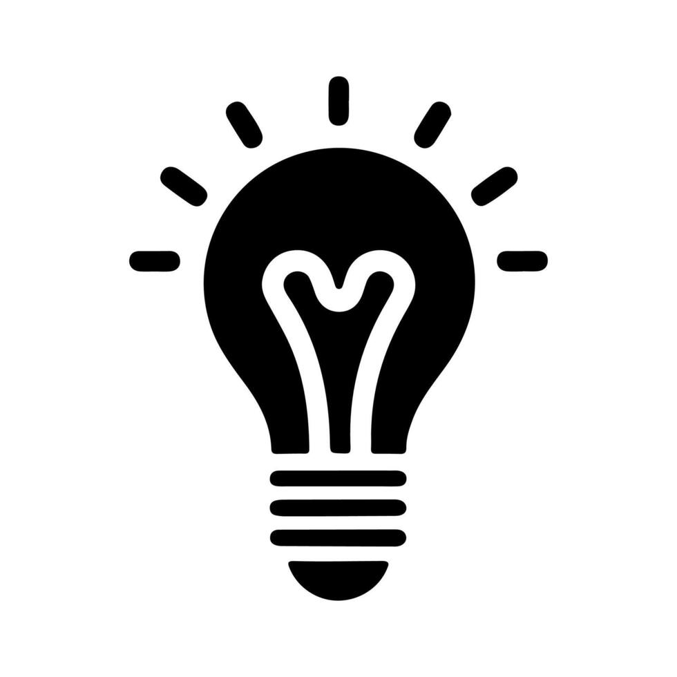 Silhouette of a classic light bulb icon design. vector