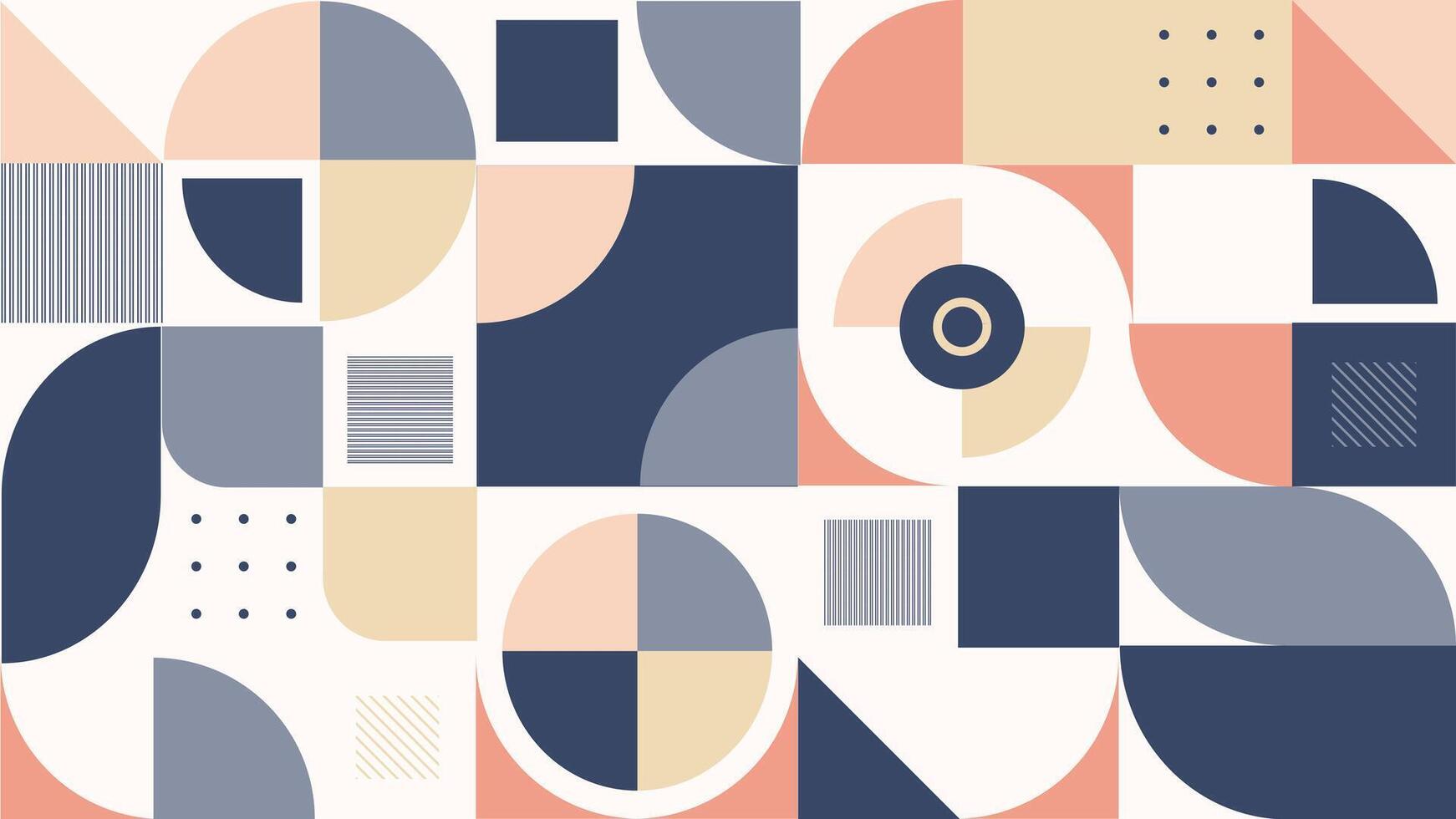 Elegant geometric background with abstract patterns, featuring soft blue, beige, and peach hues. Ideal for wallpapers, branding, textiles, digital art, and contemporary minimalist design projects. vector