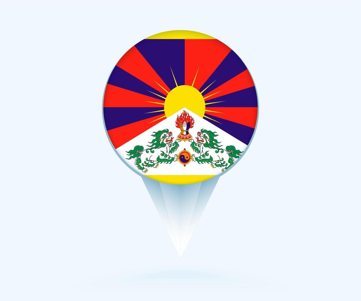 Map pointer with flag of Tibet. vector