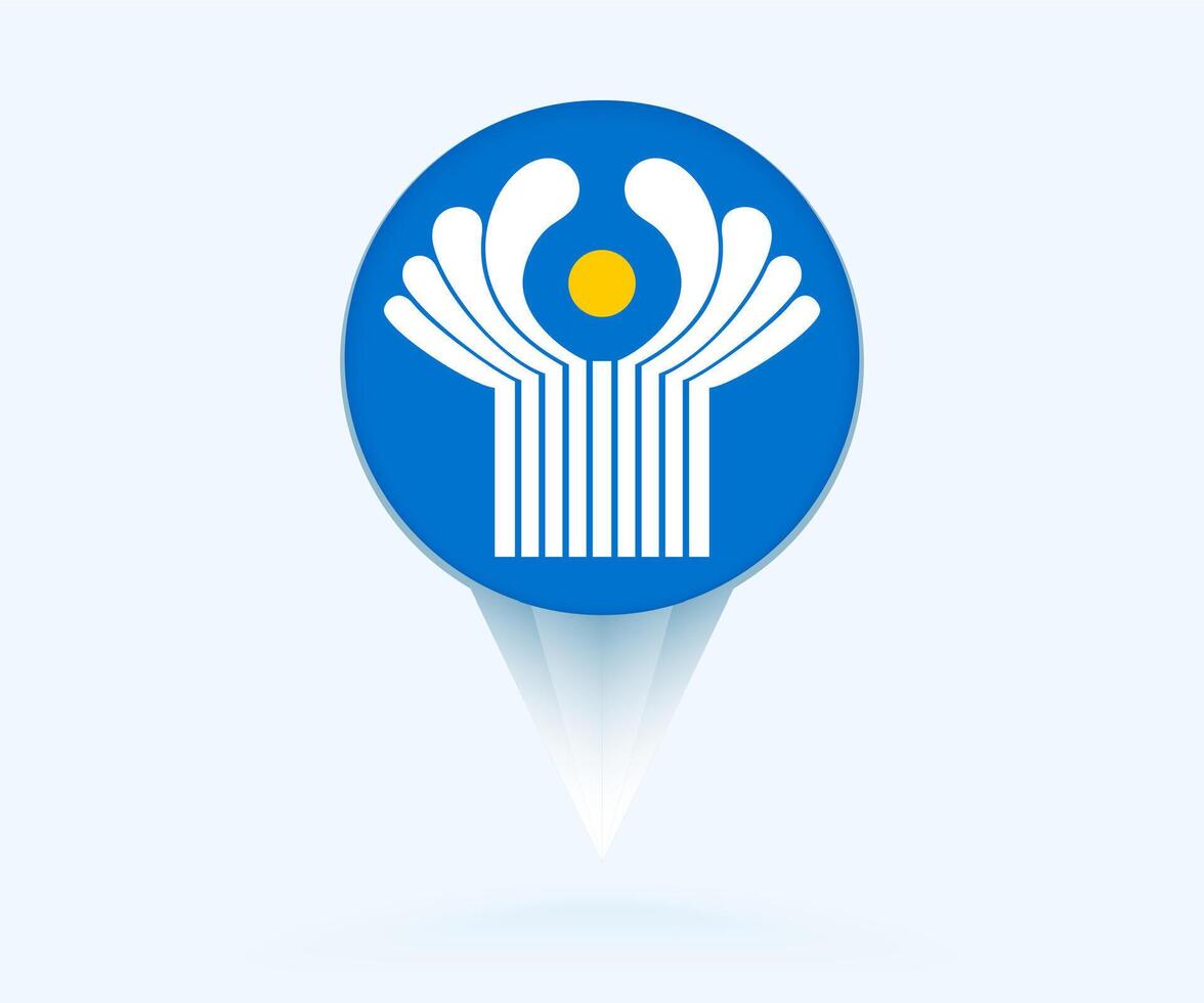 Map pointer with flag of CIS. vector