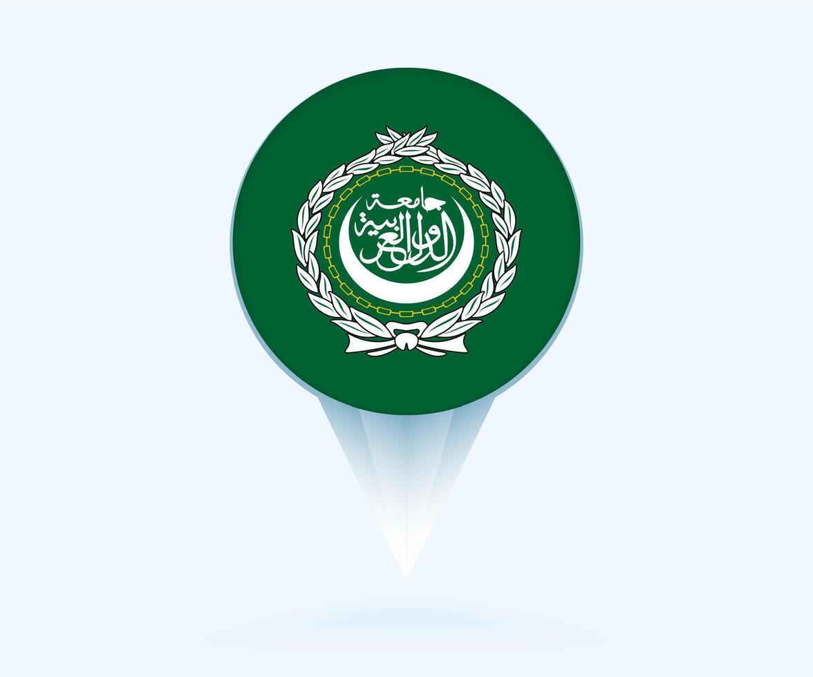 Map pointer with flag of Arab League. vector