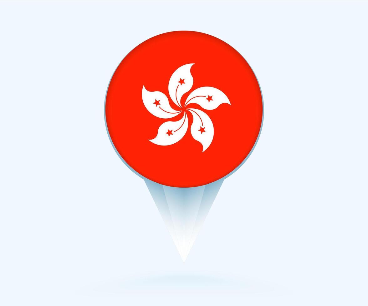 Map pointer with flag of Hong Kong. vector