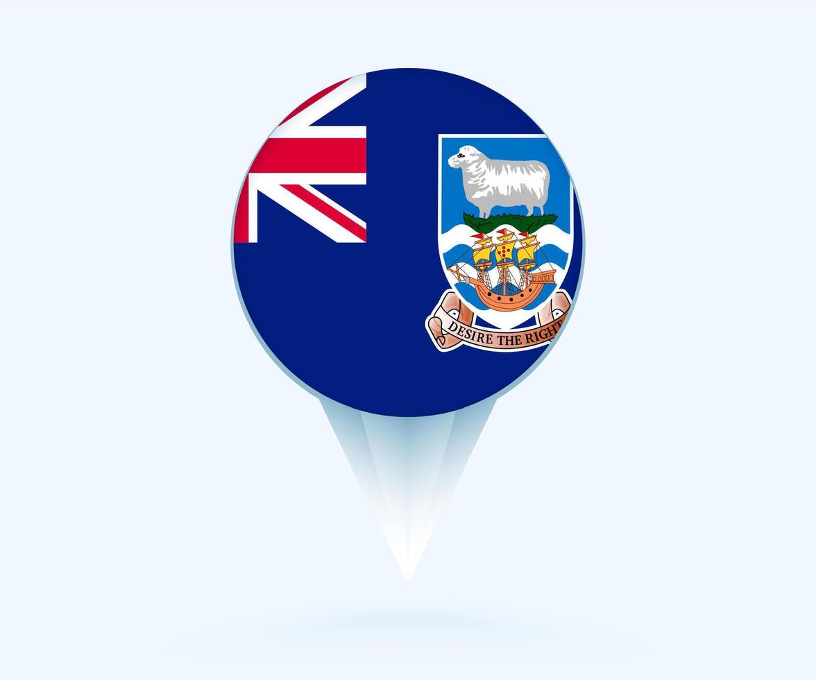 Map pointer with flag of Falkland Islands. vector