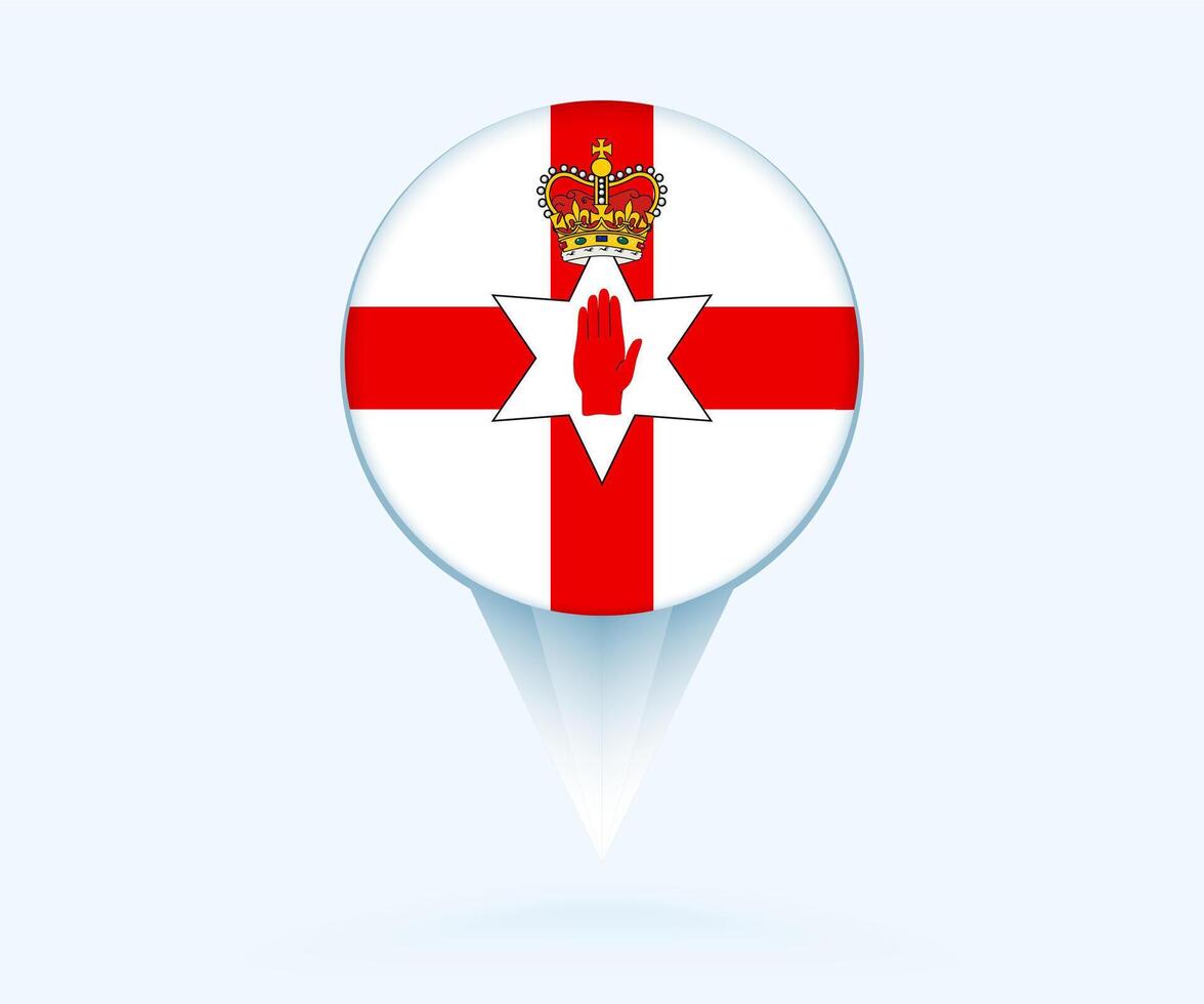 Map pointer with flag of Northern Ireland. vector