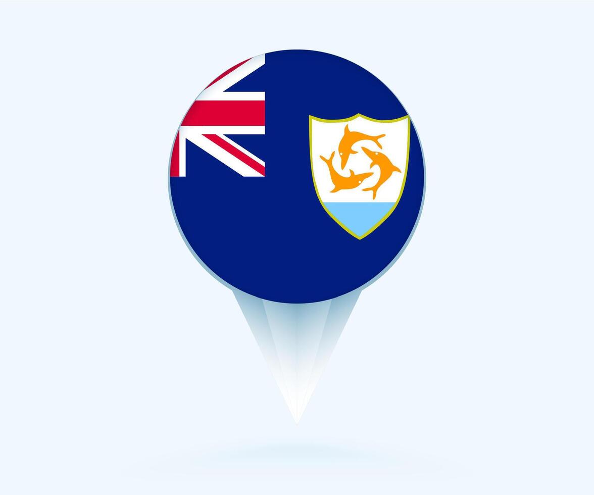 Map pointer with flag of Anguilla. vector