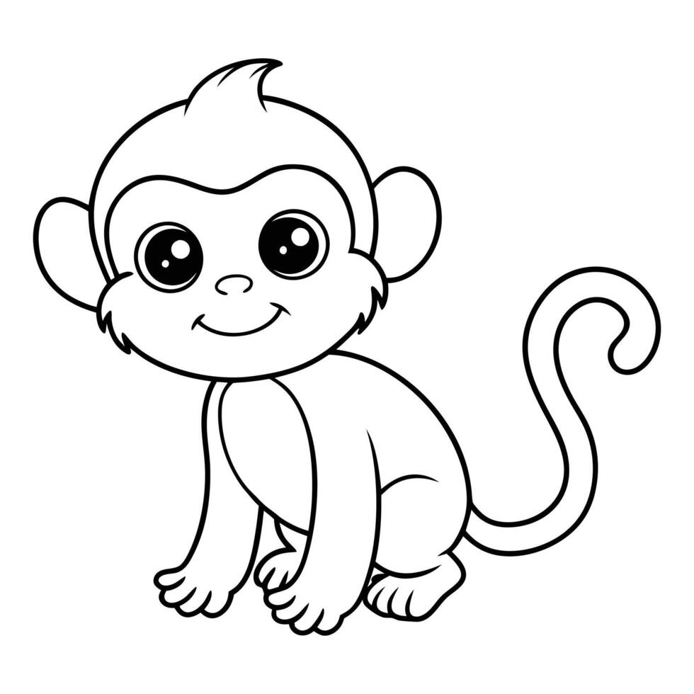 Monkey hanging illustration in cartoon style vector