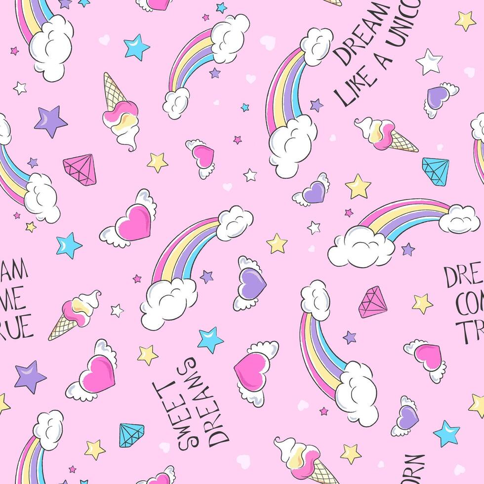 Cute seamless rainbow pattern for kids textiles. Print for clothes and fabric. Blue. Rainbow pattern vector