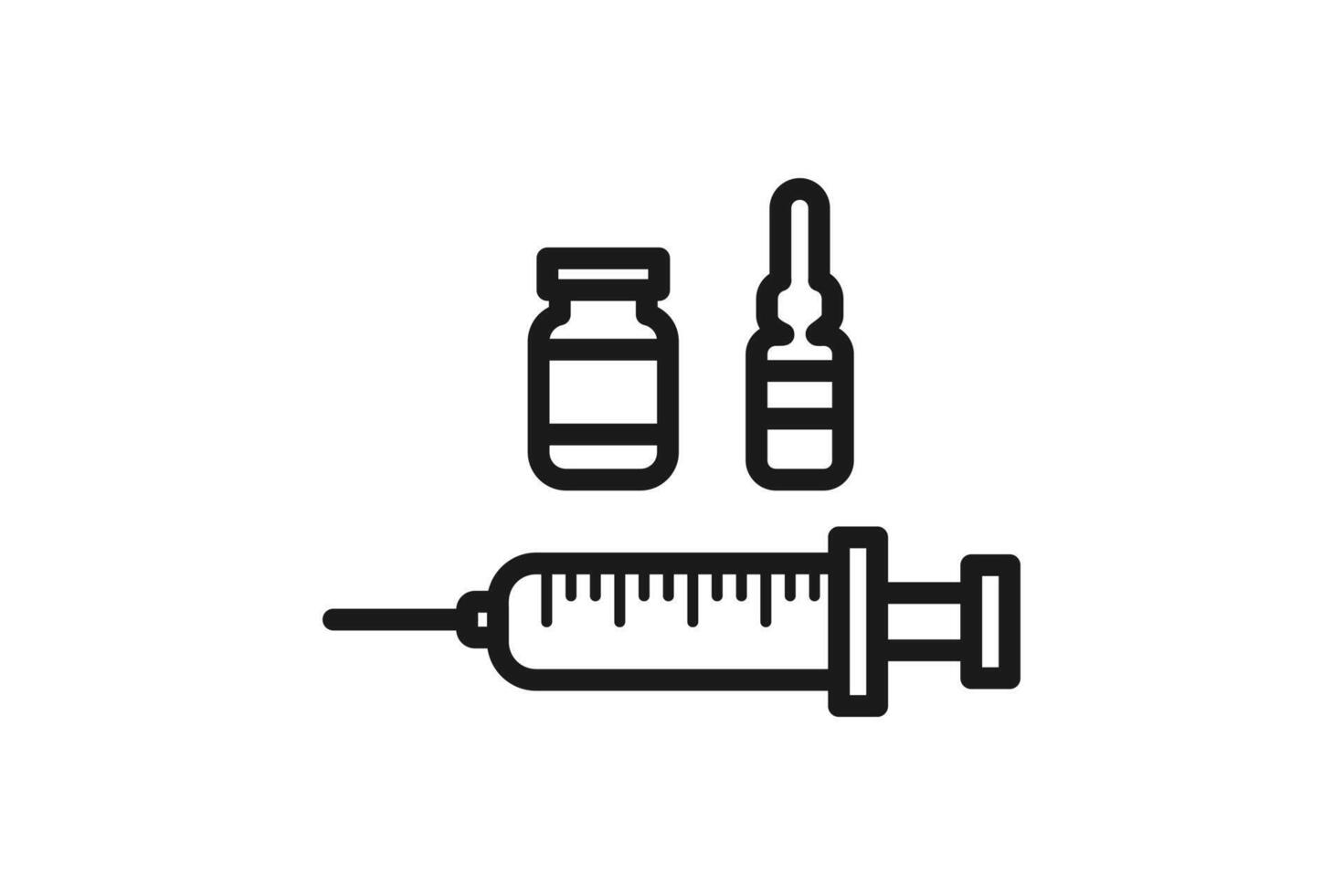 injection and medicine bottle icon line set vector