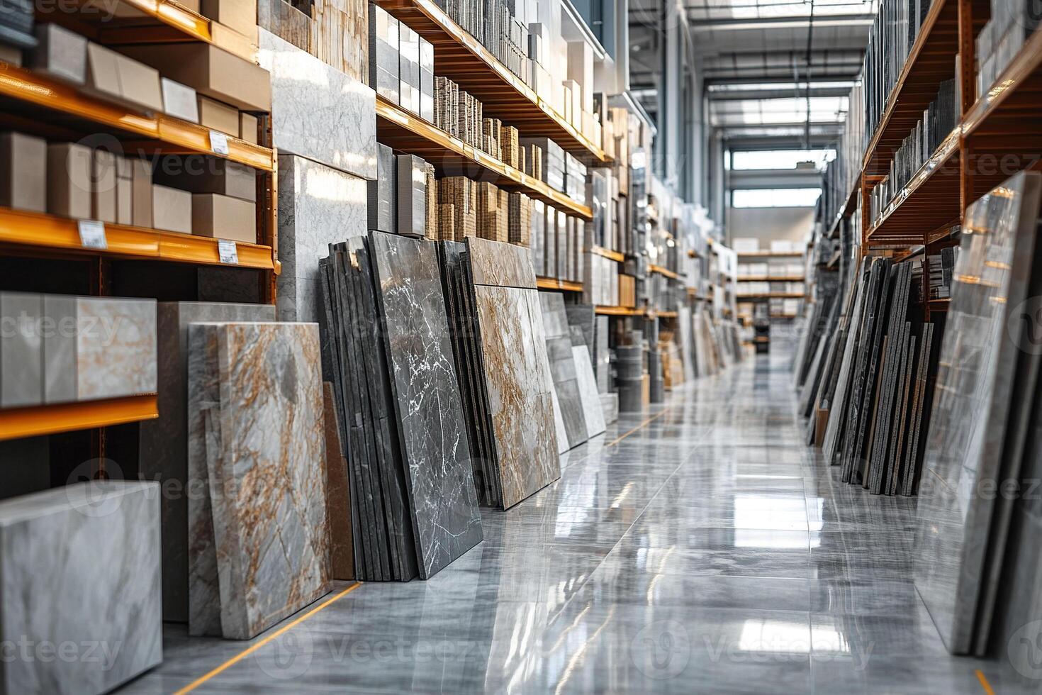 Ceramics display in a large hardware store. Concept of repair and construction. photo