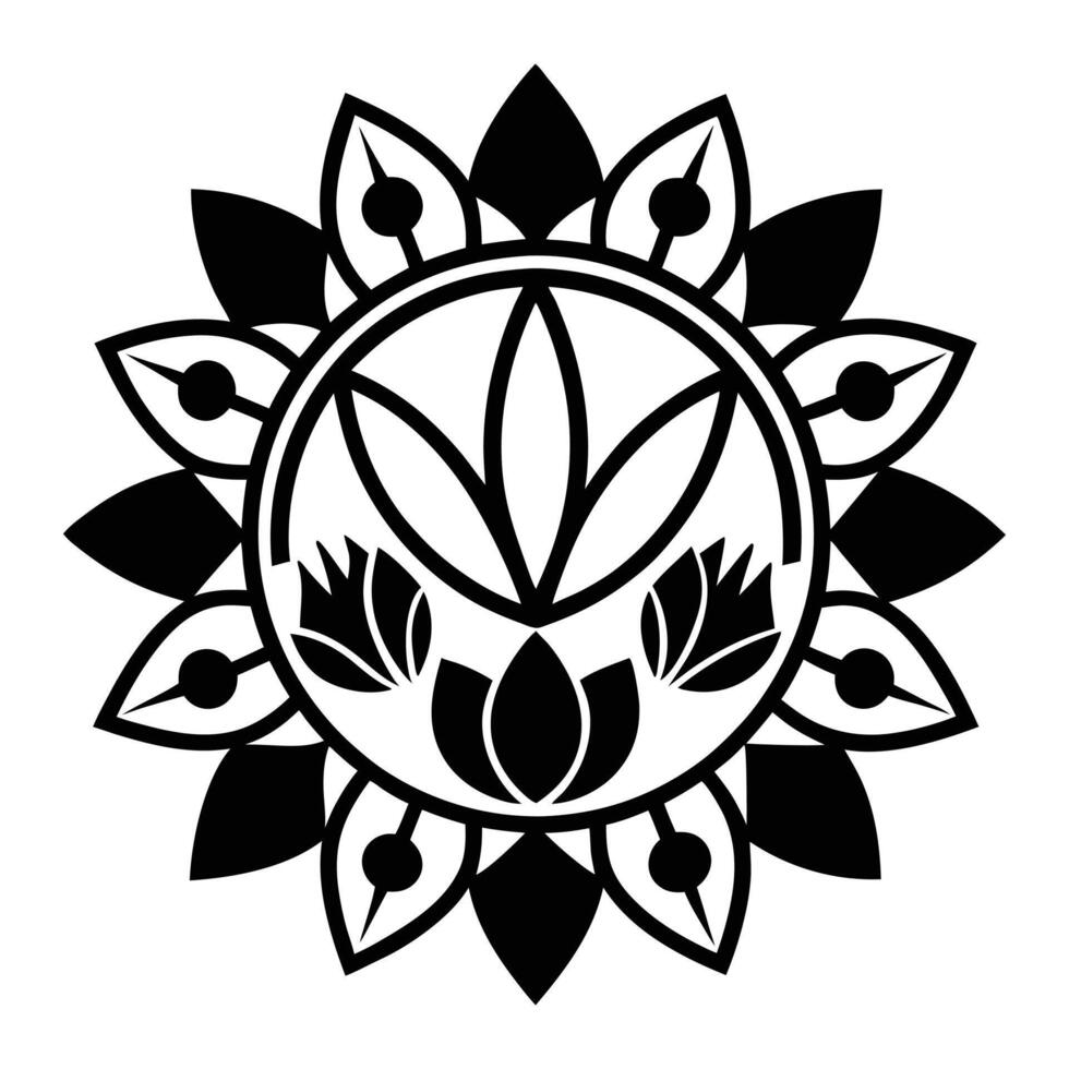 a black and white logo of a flower with leaves vector