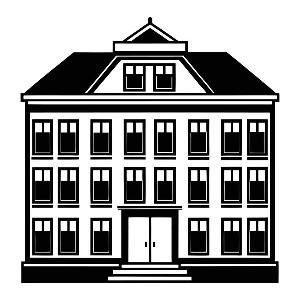 a black and white illustration of a building vector