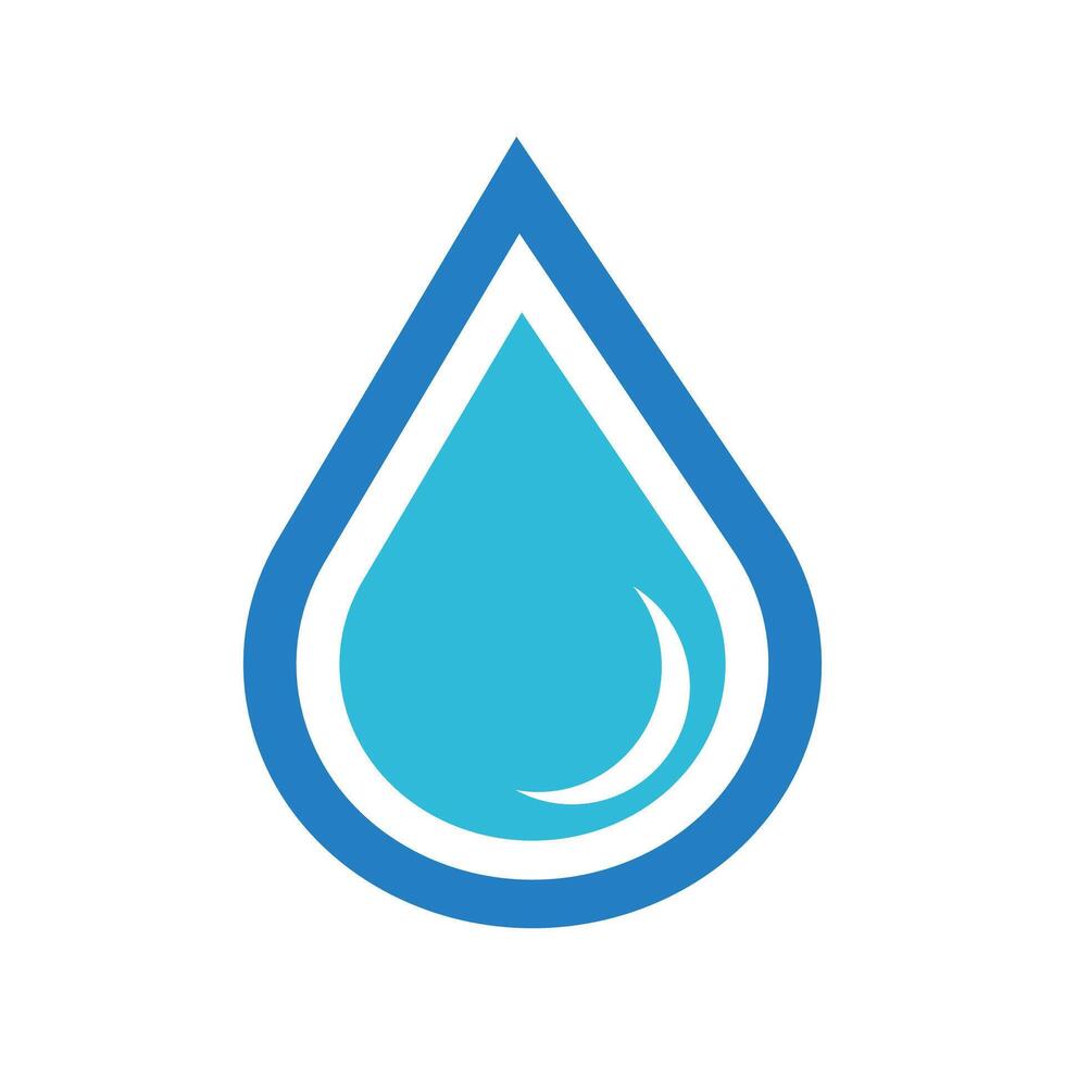 Water drop icon, blue droplet symbol, clean water logo, eco-friendly liquid illustration, fluid graphic design, hydration sign, modern purity concept, transparent splash silhouette vector