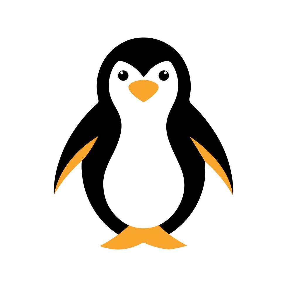 Penguin logo, cute black and white bird illustration, simple animal icon, wildlife mascot design, minimalistic penguin symbol, Arctic nature graphic, adorable cartoon character vector