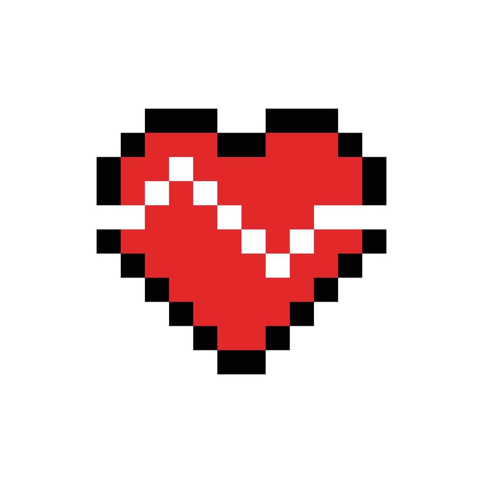 Cartoon of pixel art heart spirit health love heart 8 bit. vector